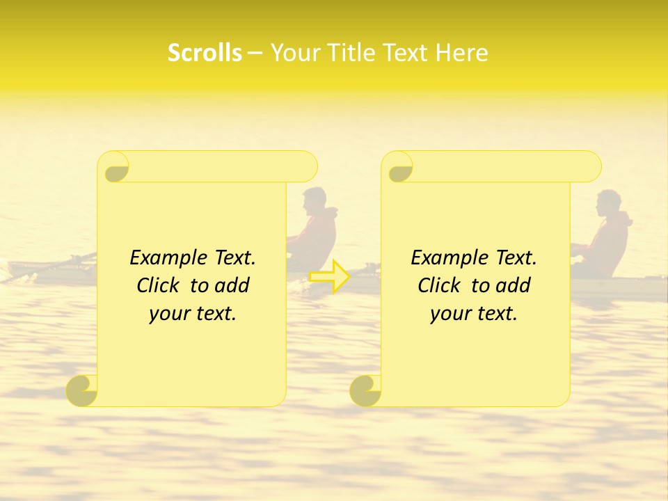 Men Rowing Golden Sunset PowerPoint Template