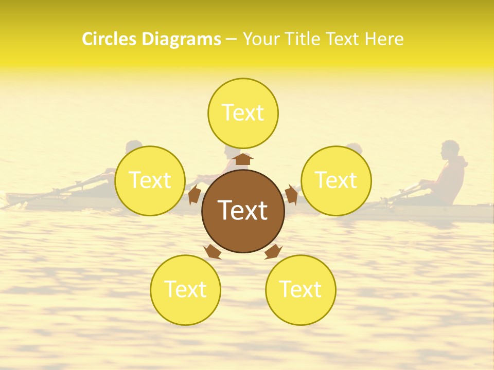 Men Rowing Golden Sunset PowerPoint Template