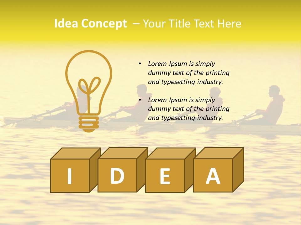 Men Rowing Golden Sunset PowerPoint Template