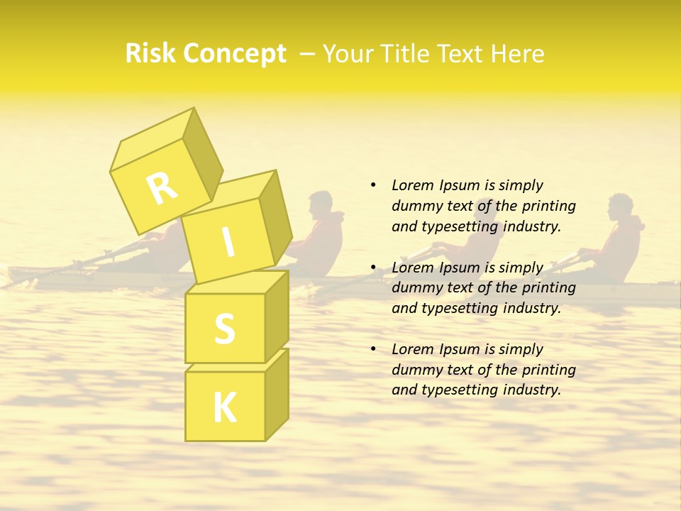 Men Rowing Golden Sunset PowerPoint Template