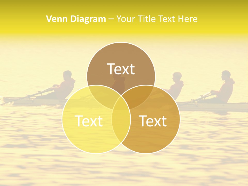 Men Rowing Golden Sunset PowerPoint Template