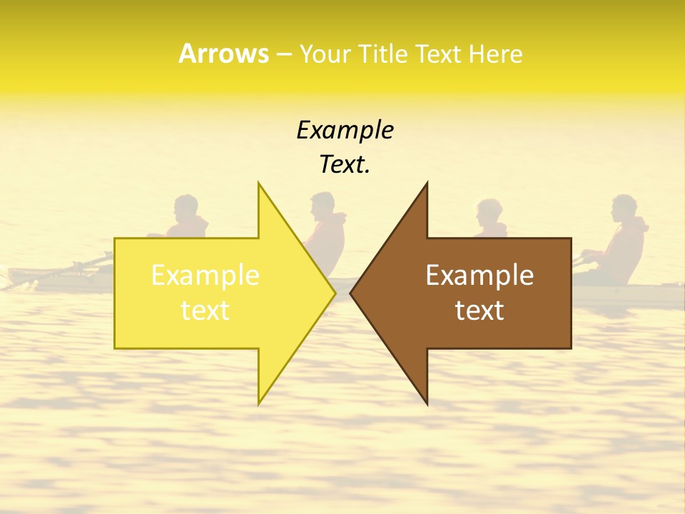 Men Rowing Golden Sunset PowerPoint Template