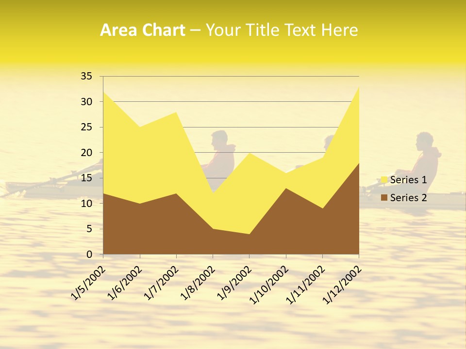 Men Rowing Golden Sunset PowerPoint Template