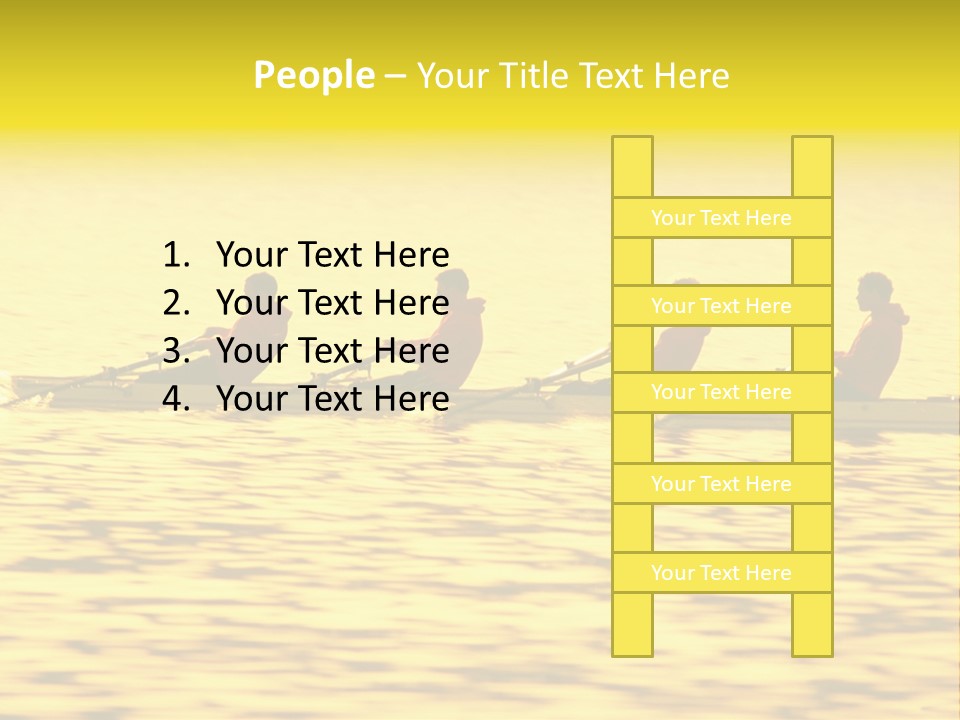 Men Rowing Golden Sunset PowerPoint Template