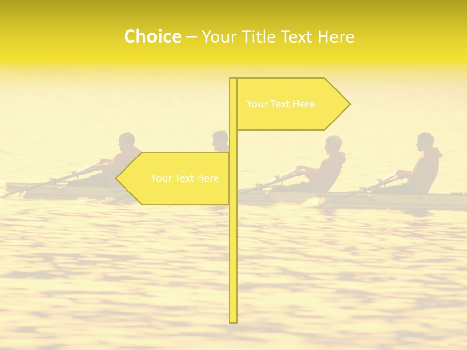 Men Rowing Golden Sunset PowerPoint Template