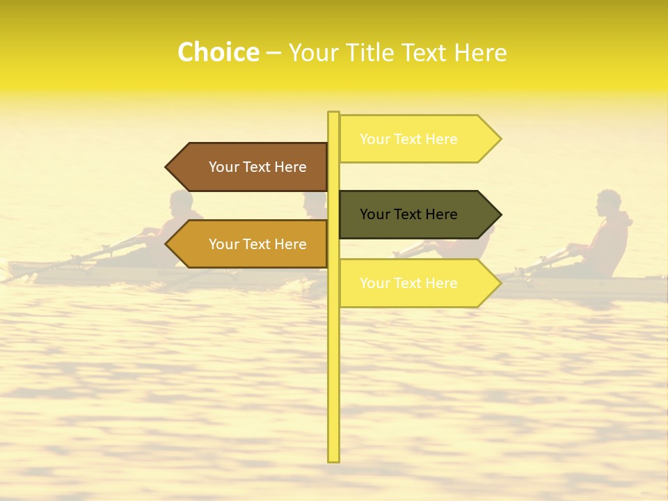 Men Rowing Golden Sunset PowerPoint Template