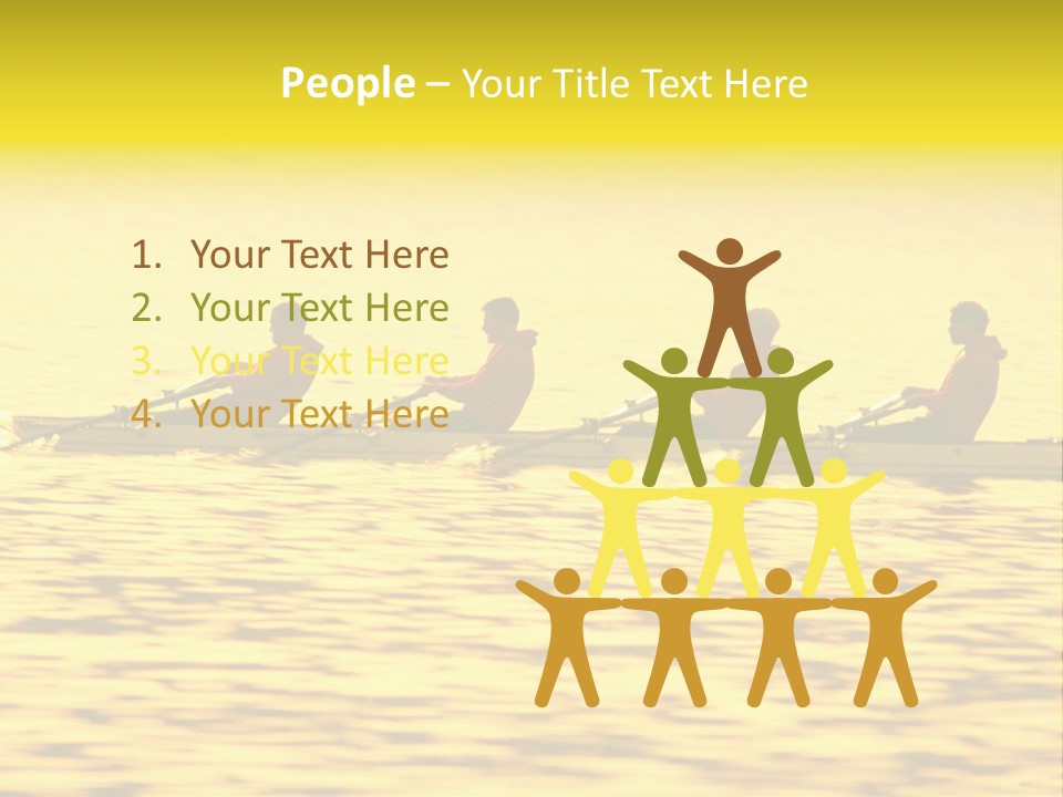 Men Rowing Golden Sunset PowerPoint Template