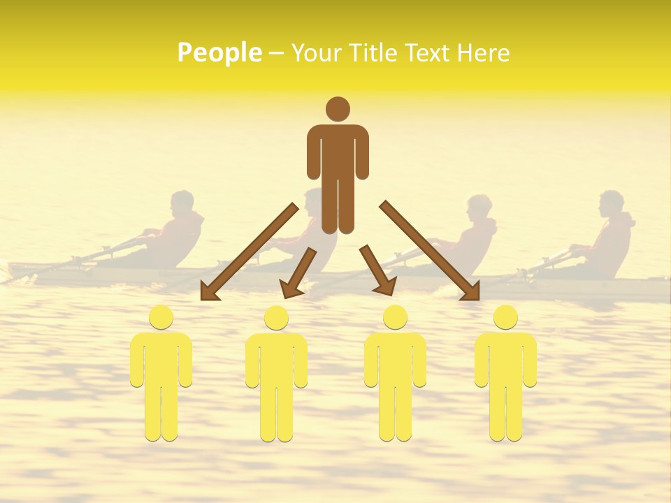 Men Rowing Golden Sunset PowerPoint Template