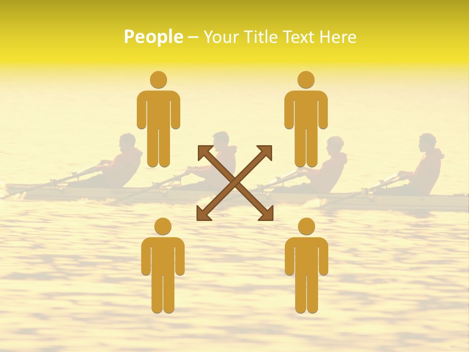 Men Rowing Golden Sunset PowerPoint Template