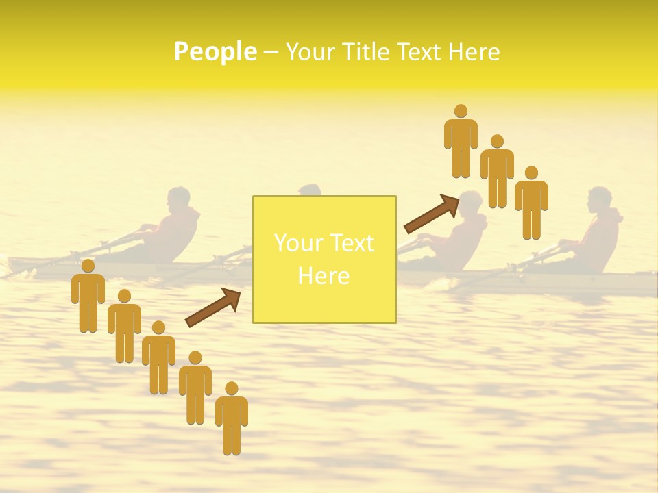 Men Rowing Golden Sunset PowerPoint Template