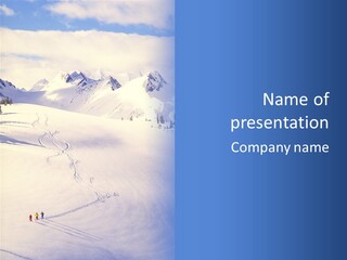 Skiers On The Background Of Snowy Mountains PowerPoint Template