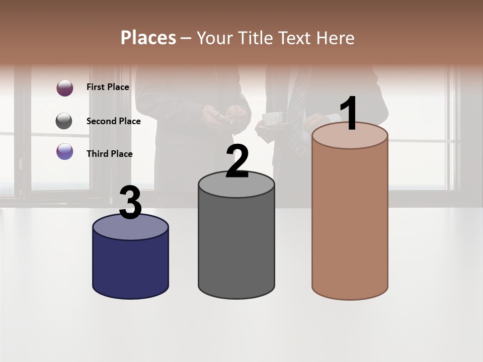 Businessmen Looking At Palmtop PowerPoint Template