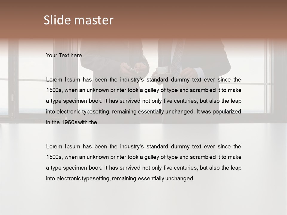 Businessmen Looking At Palmtop PowerPoint Template