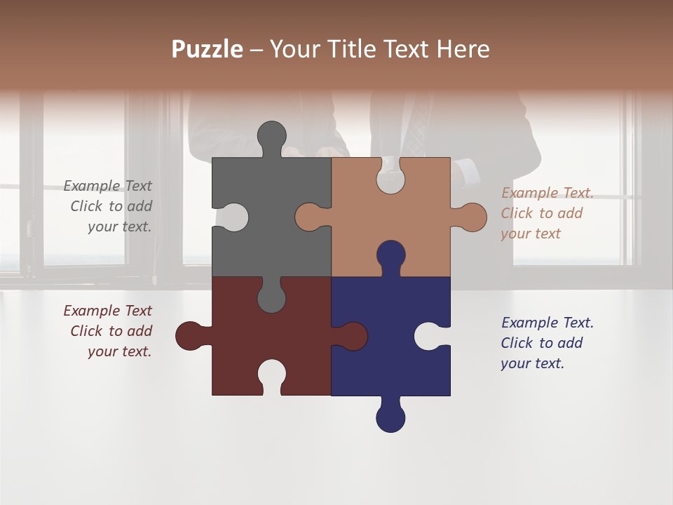 Businessmen Looking At Palmtop PowerPoint Template