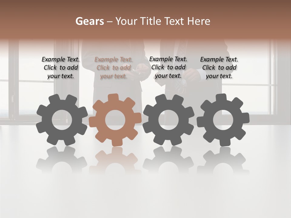 Businessmen Looking At Palmtop PowerPoint Template