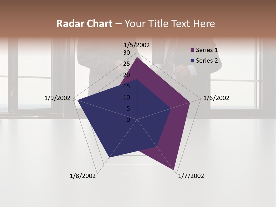Businessmen Looking At Palmtop PowerPoint Template