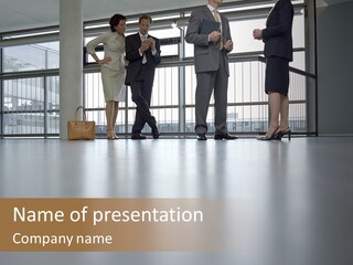 Colleagues In A Corridor PowerPoint Template