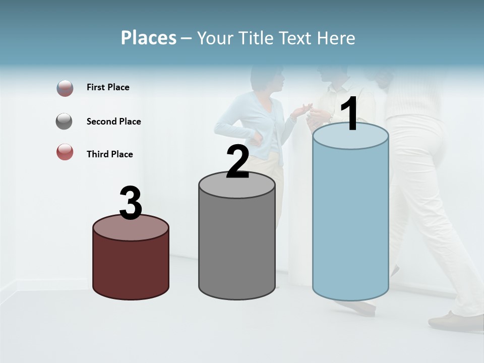 Office Workers Talking In Corridor PowerPoint Template