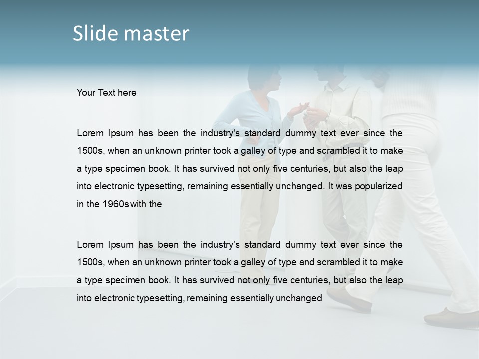 Office Workers Talking In Corridor PowerPoint Template