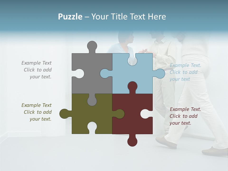 Office Workers Talking In Corridor PowerPoint Template