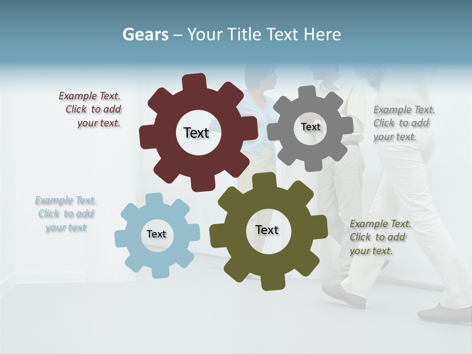 Office Workers Talking In Corridor PowerPoint Template