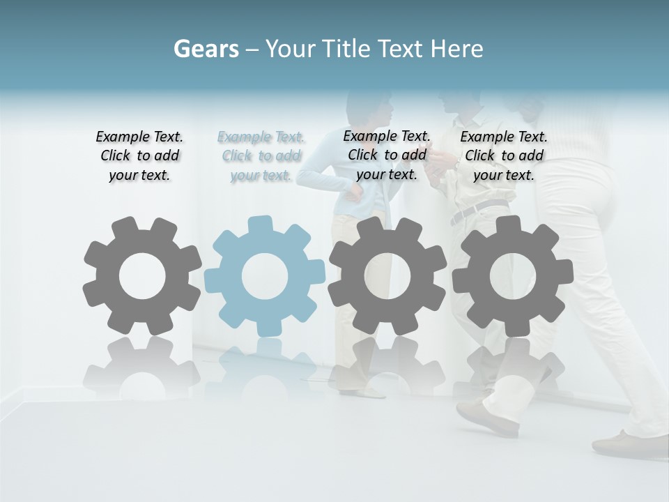 Office Workers Talking In Corridor PowerPoint Template