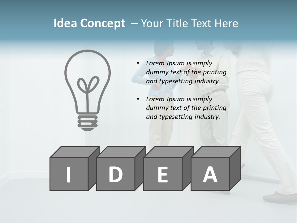 Office Workers Talking In Corridor PowerPoint Template