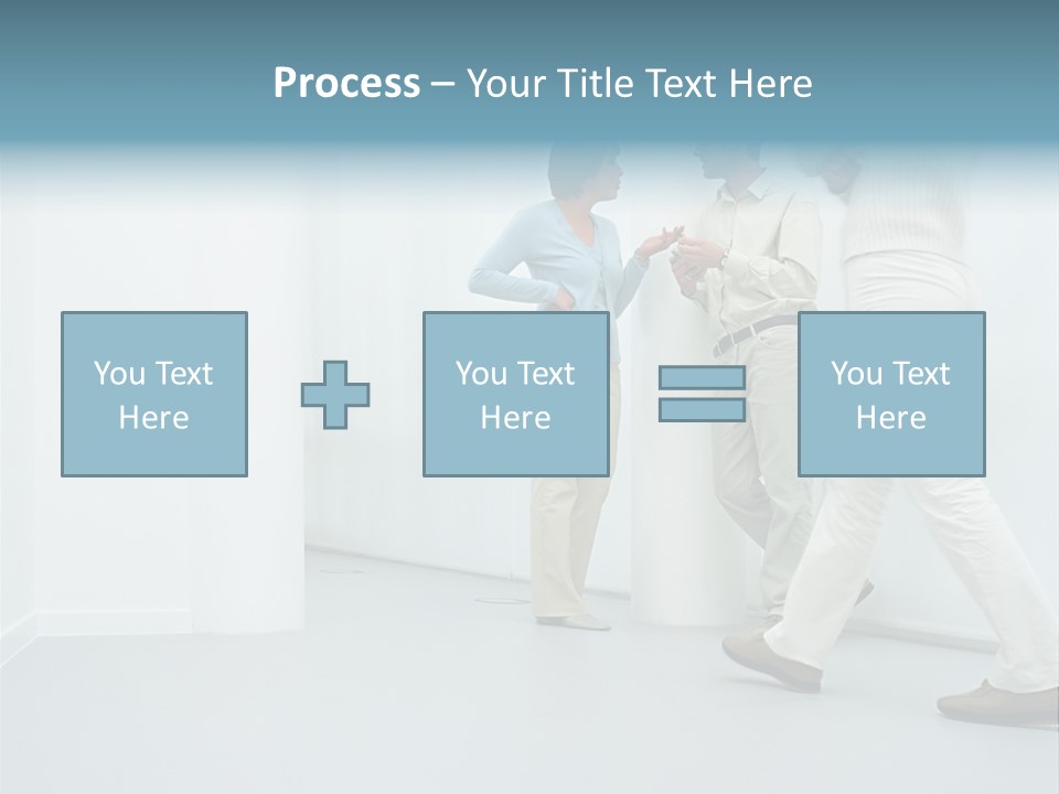 Office Workers Talking In Corridor PowerPoint Template