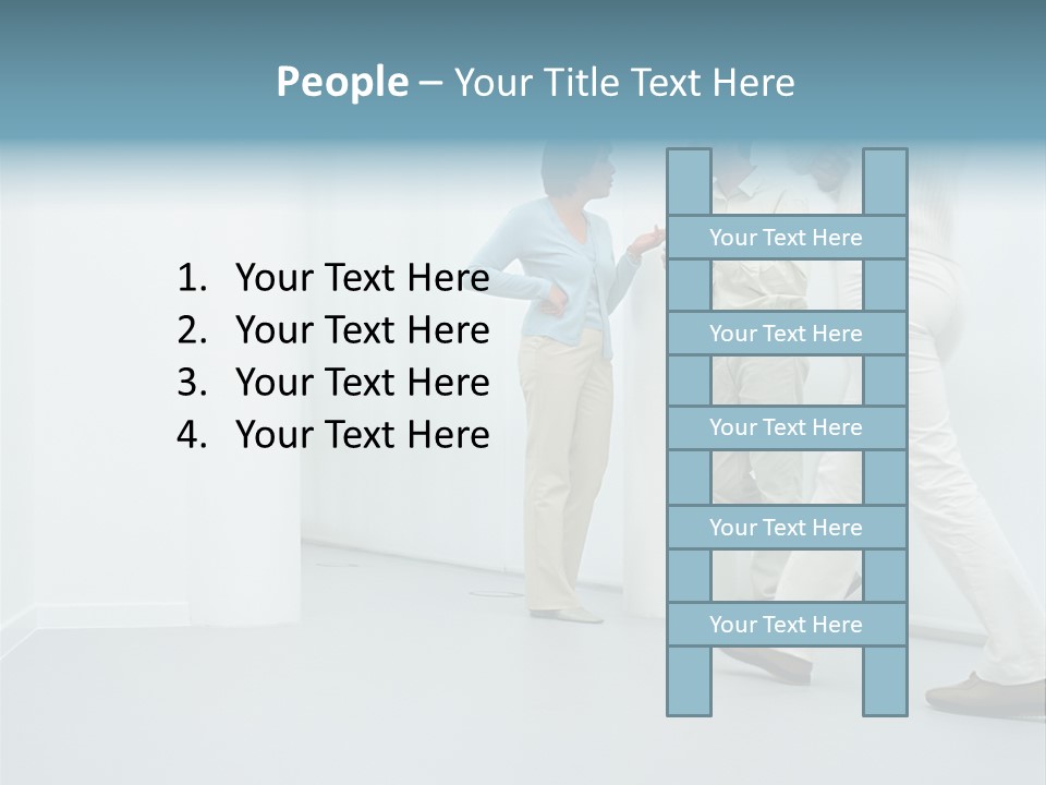 Office Workers Talking In Corridor PowerPoint Template