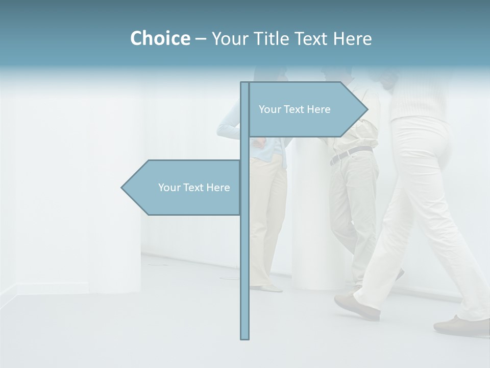 Office Workers Talking In Corridor PowerPoint Template