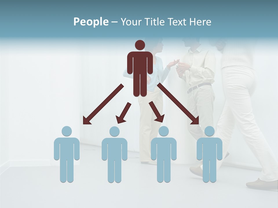 Office Workers Talking In Corridor PowerPoint Template