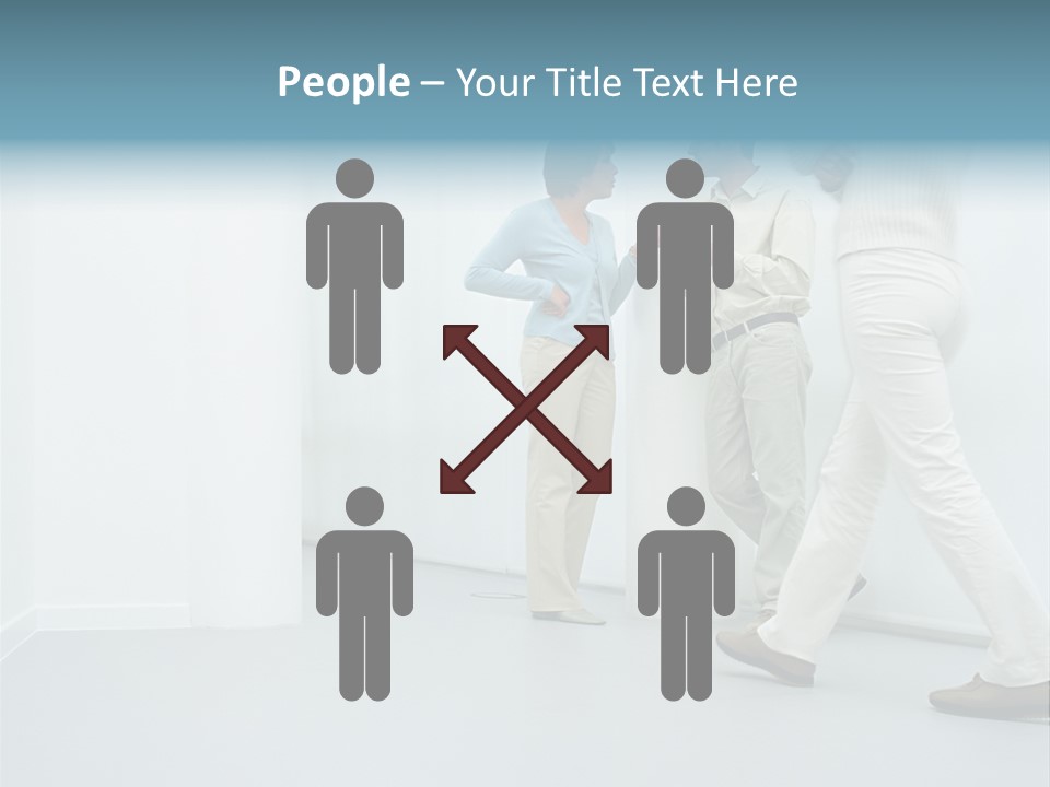 Office Workers Talking In Corridor PowerPoint Template