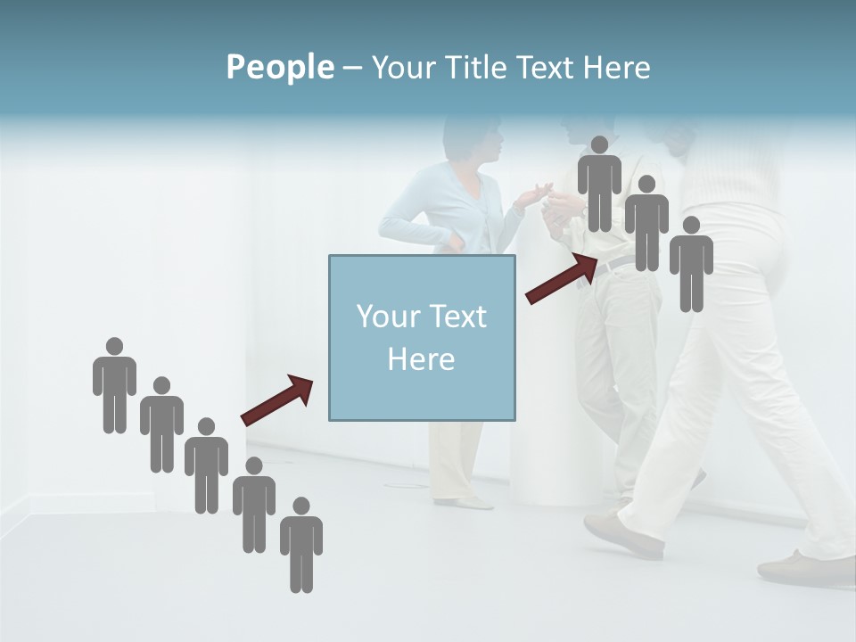 Office Workers Talking In Corridor PowerPoint Template