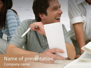 Office Workers Laughing PowerPoint Template