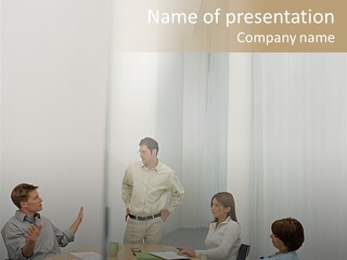 Businesspeople In Conference Room PowerPoint Template