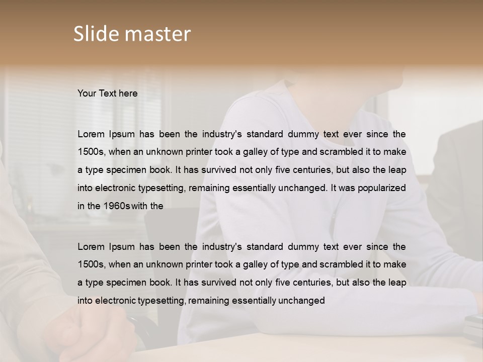 Smiling Woman In Meeting PowerPoint Template