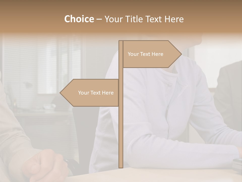 Smiling Woman In Meeting PowerPoint Template