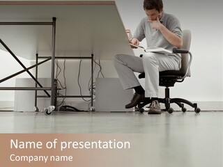 Office Worker Reading A Book PowerPoint Template