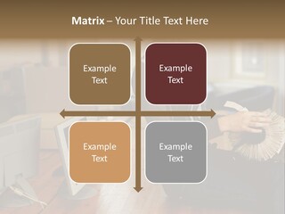 Woman Looking Through Rotary Card File PowerPoint Template