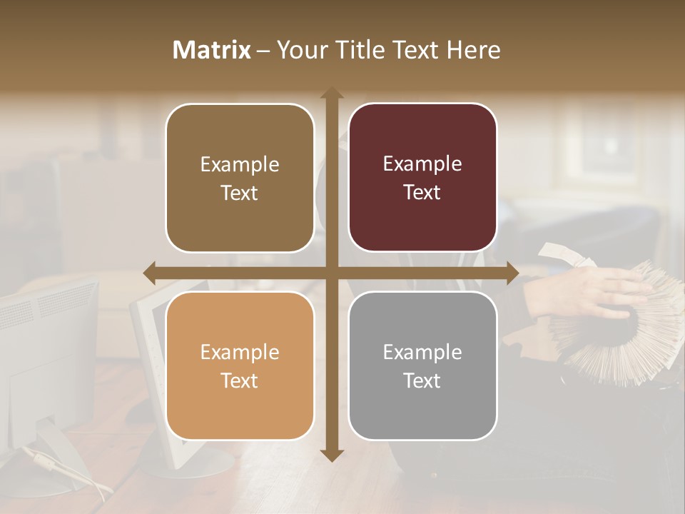 Woman Looking Through Rotary Card File PowerPoint Template