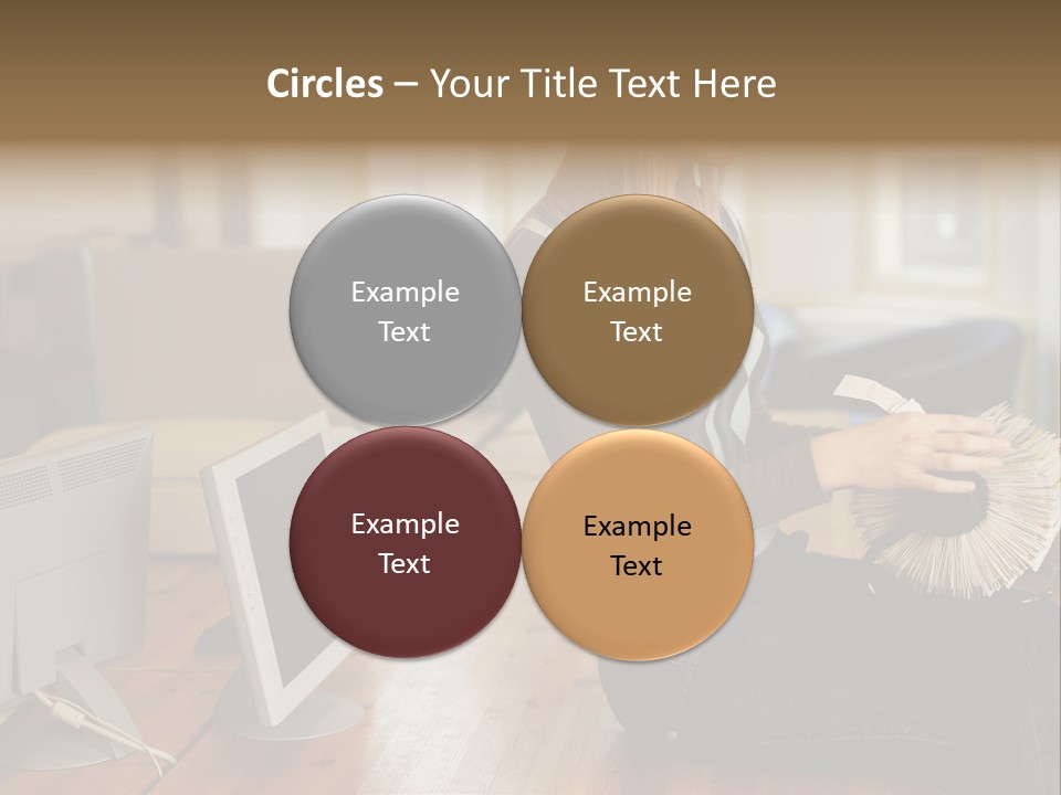 Woman Looking Through Rotary Card File PowerPoint Template