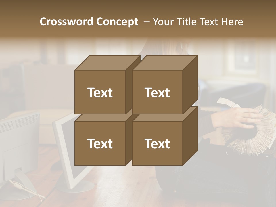 Woman Looking Through Rotary Card File PowerPoint Template