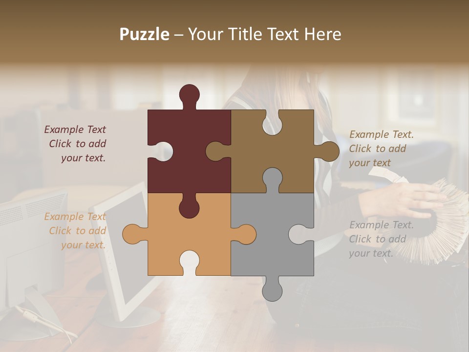 Woman Looking Through Rotary Card File PowerPoint Template