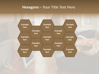 Woman Looking Through Rotary Card File PowerPoint Template