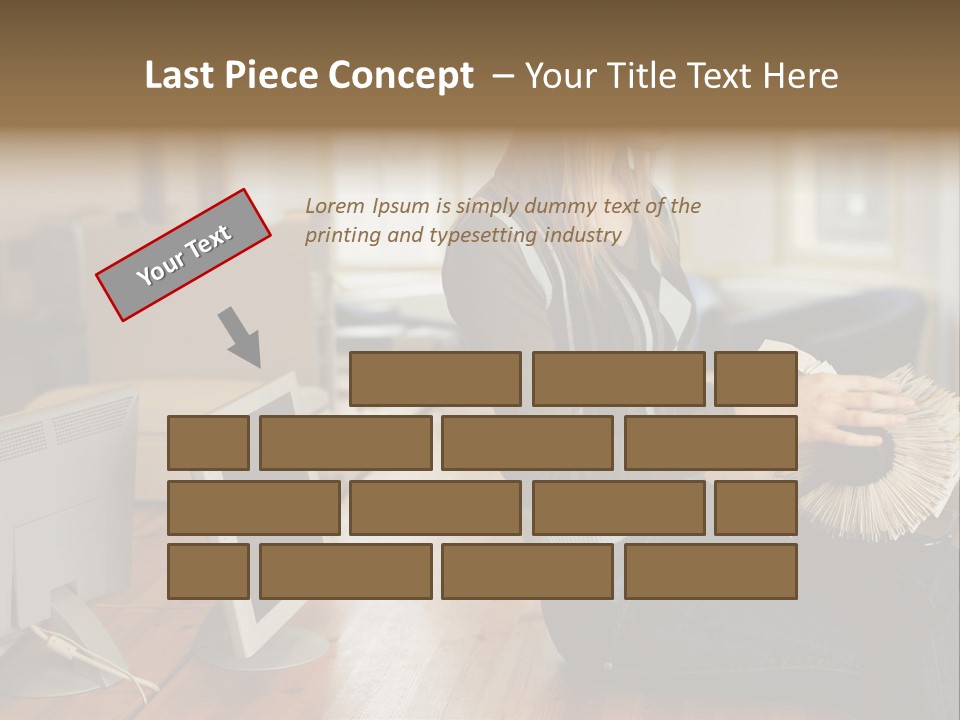 Woman Looking Through Rotary Card File PowerPoint Template