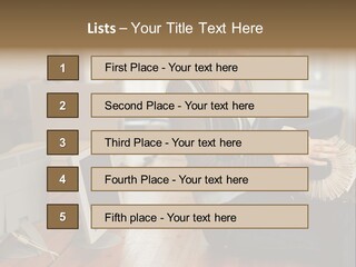 Woman Looking Through Rotary Card File PowerPoint Template