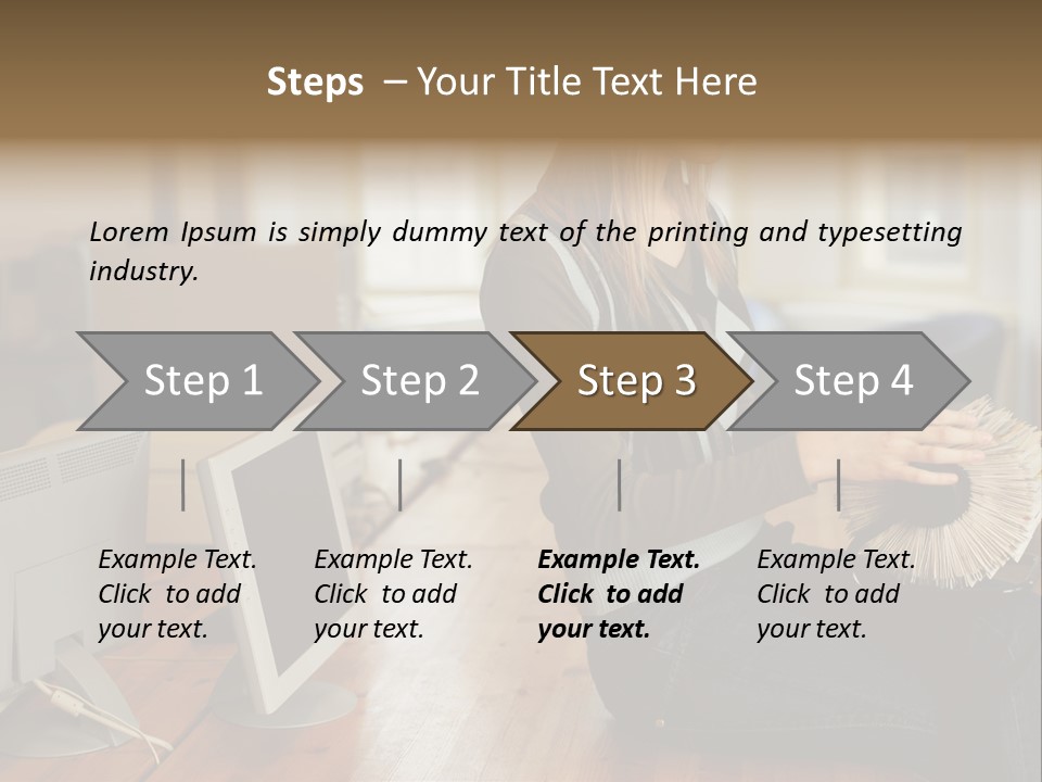 Woman Looking Through Rotary Card File PowerPoint Template