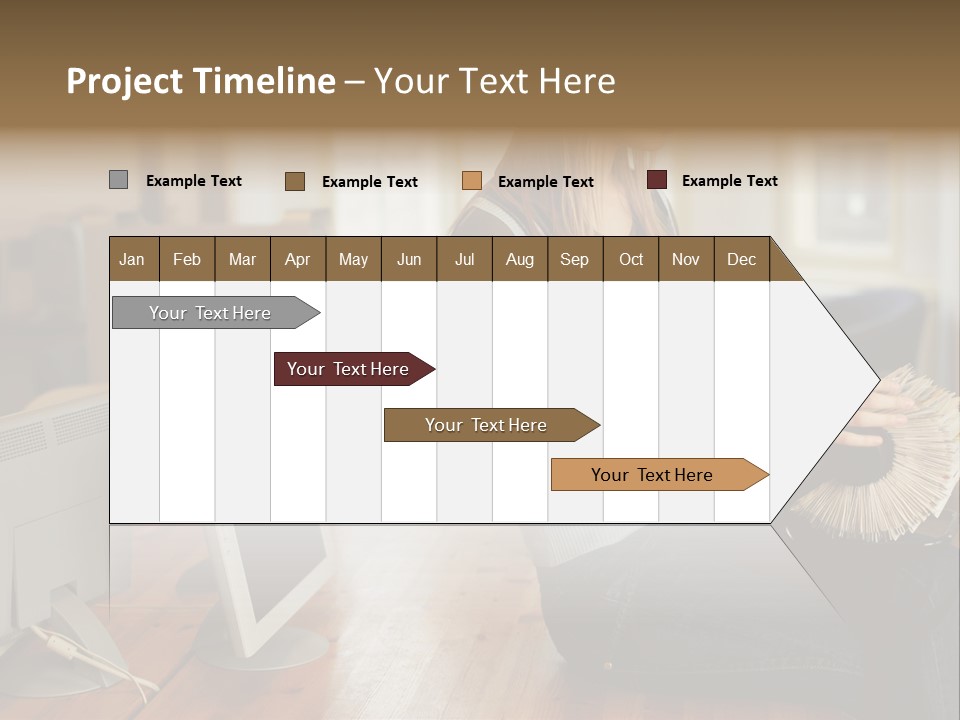 Woman Looking Through Rotary Card File PowerPoint Template