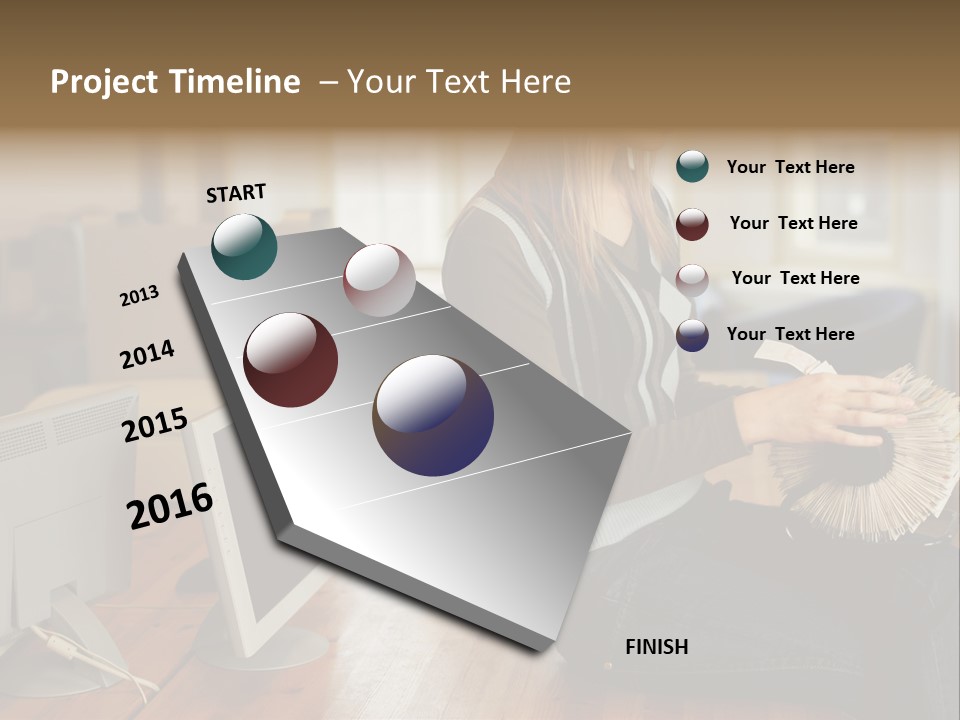 Woman Looking Through Rotary Card File PowerPoint Template