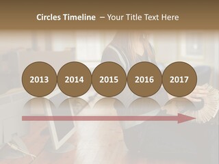 Woman Looking Through Rotary Card File PowerPoint Template